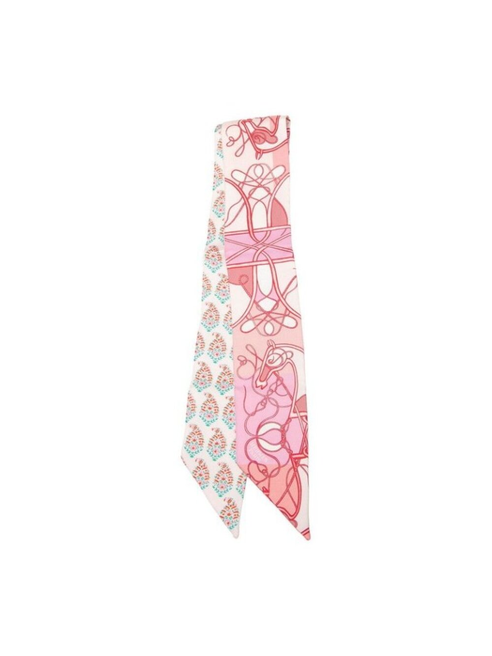 Hermes Twilly Whip Block Coup de Fouet Au Bloc Scarf Pink Multicolor Silk